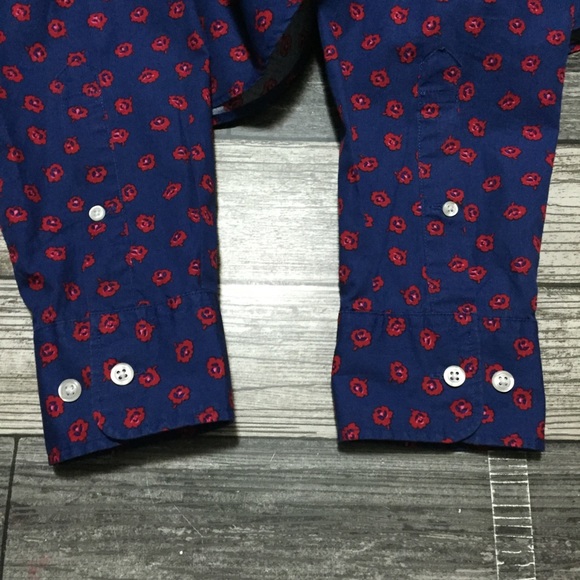 Bonobos slim fit floral button down shirt men’s M blue red 100% cotton - Picture 6 of 9